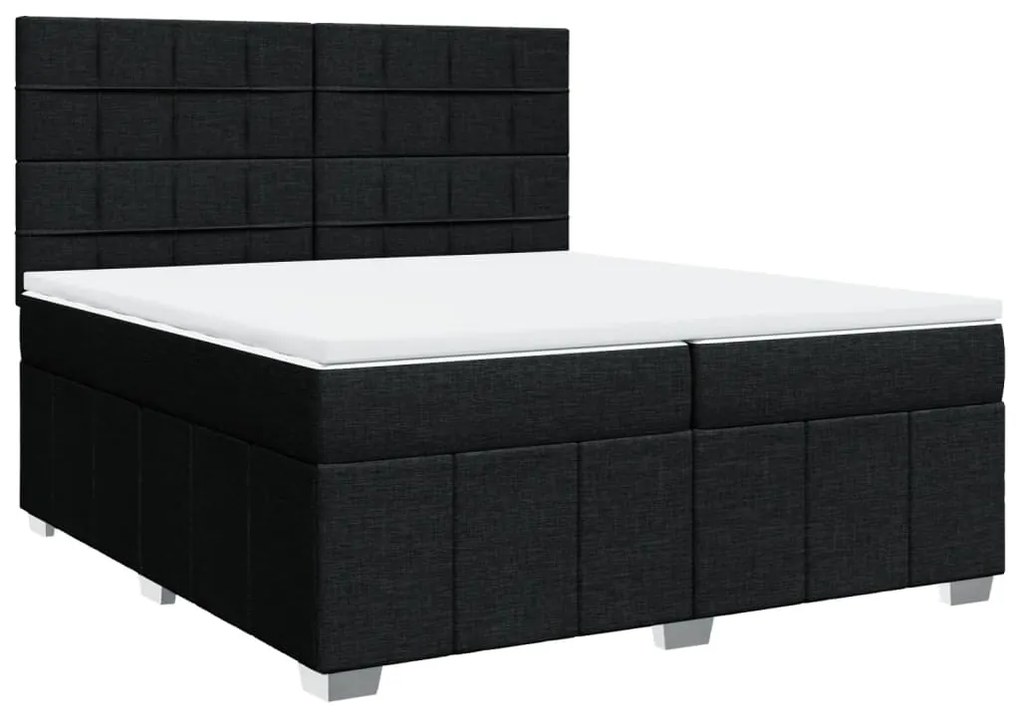 Cama com molas/colchão 200x200 cm tecido preto