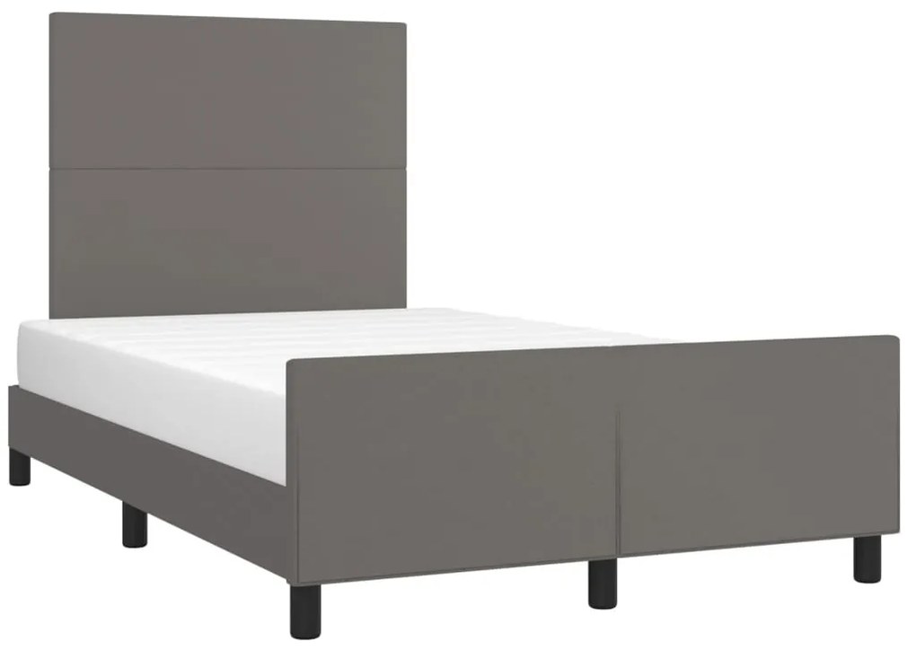 Estrutura cama c/ cabeceira 120x200cm couro artificial cinzento