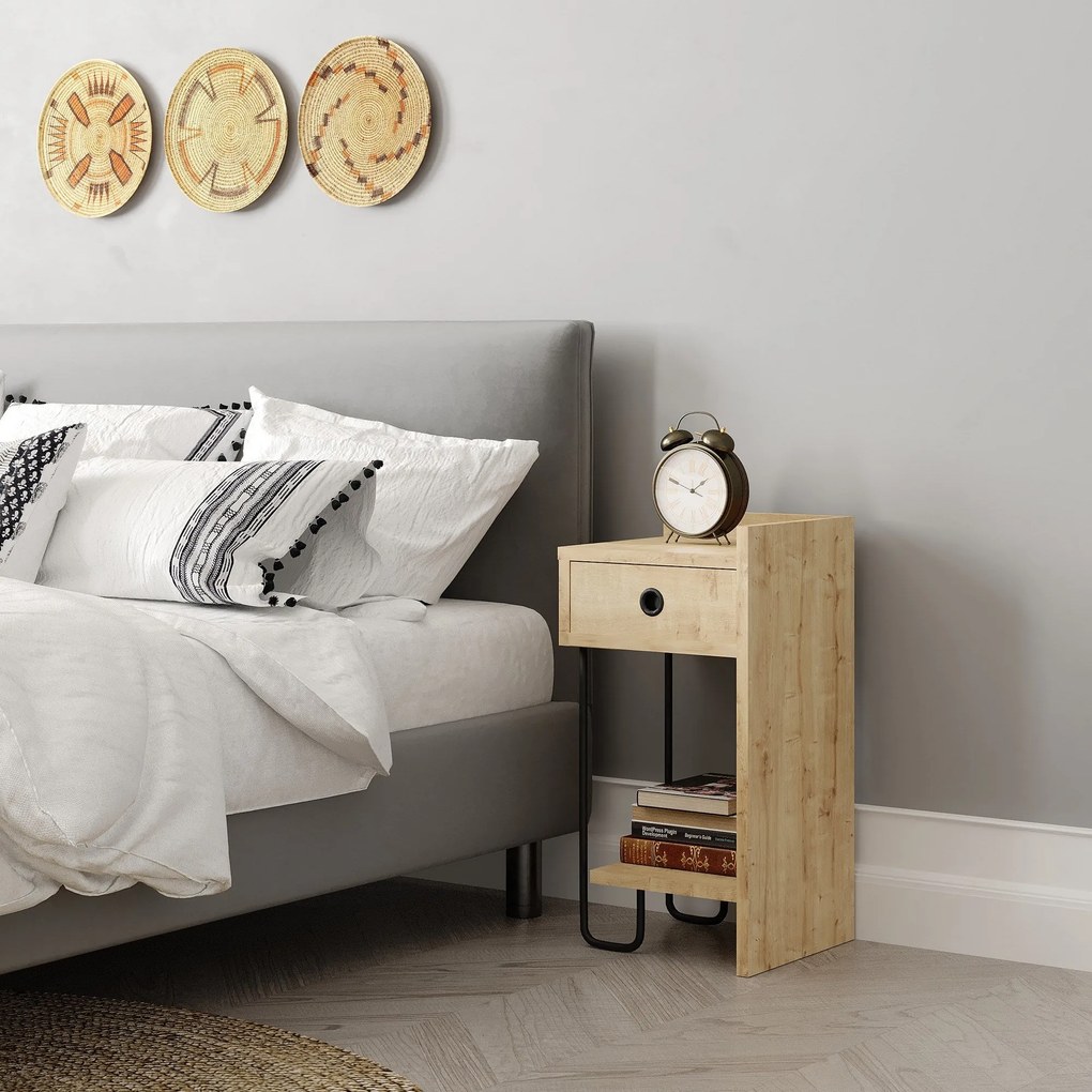 Mesa de Cabeceira Sirius Right – Carvalho – 32x61x30 cm