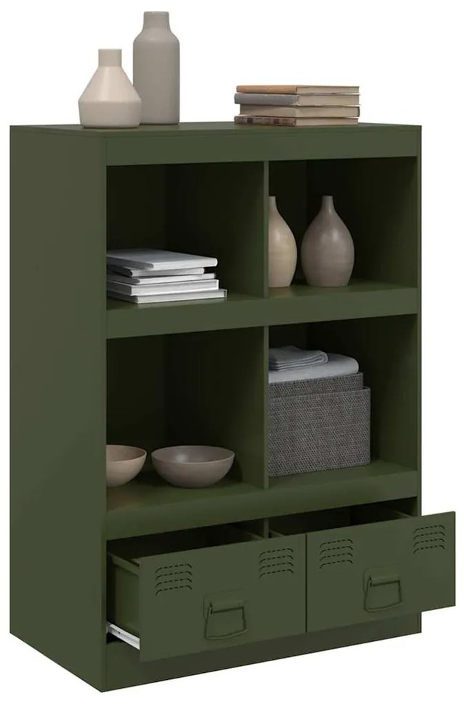 Aparador alto 67x39x95 cm aço verde azeitona