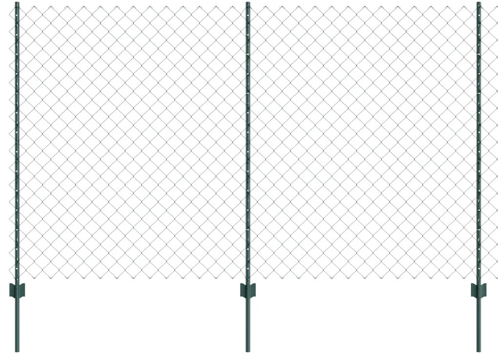 Cerca de Cadeia com 22 Postes U Verde 1,4x25 m Aço