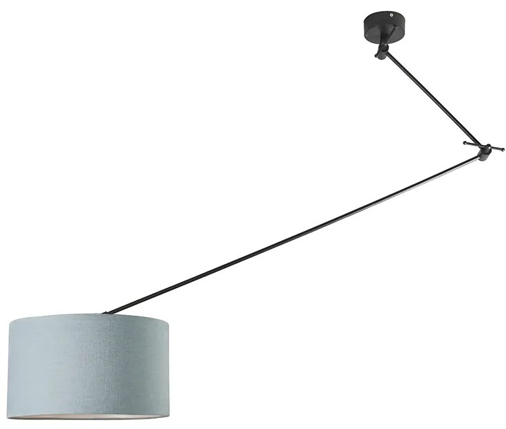 Candeeiro de suspensão preto com abajur 35 cm azul claro ajustável - Blitz Moderno
