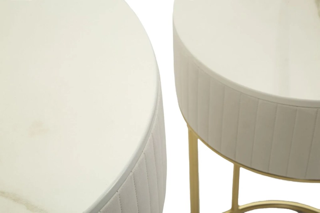 CONJUNTO DE MESAS ALTAS REDONDAS 2 UNIDADES Ø50X90-40X70 CM CREME E DOURADO