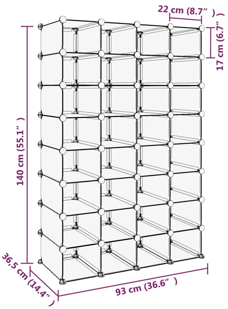 Sapateira 93x36,5x140 cm PP transparente