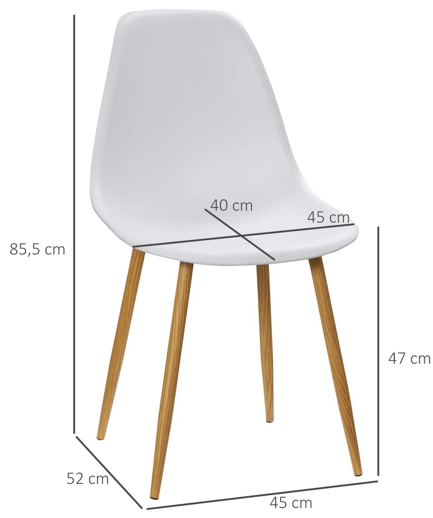 HOMCOM Conjunto de 4 Cadeiras de Sala de Estar Cadeiras de Cozinha com