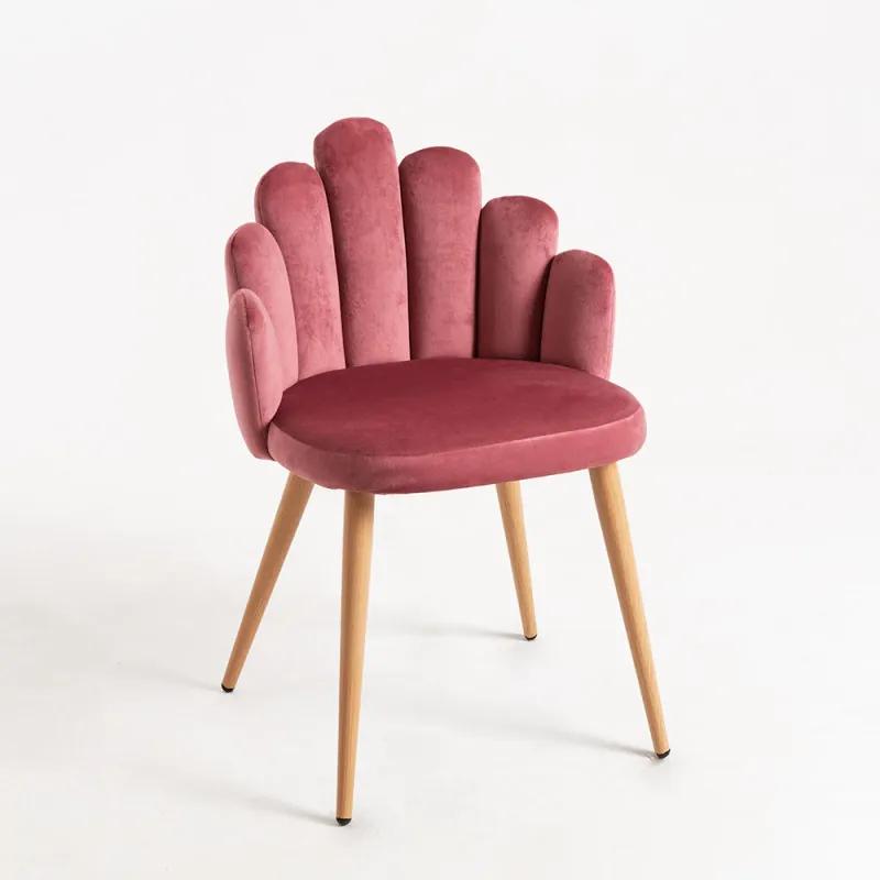 Cadeira Hand Veludo - Rosa