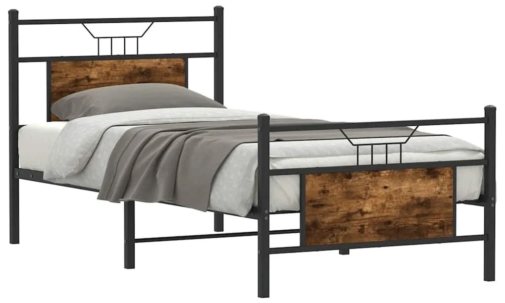 Estrutura cama s/ colchão derivados de madeira carvalho fumado