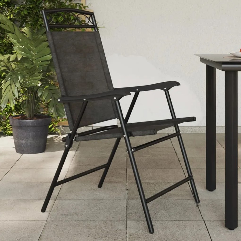 vidaXL Cadeiras de jardim dobráveis 4 pcs aço/textilene cinza mesclado