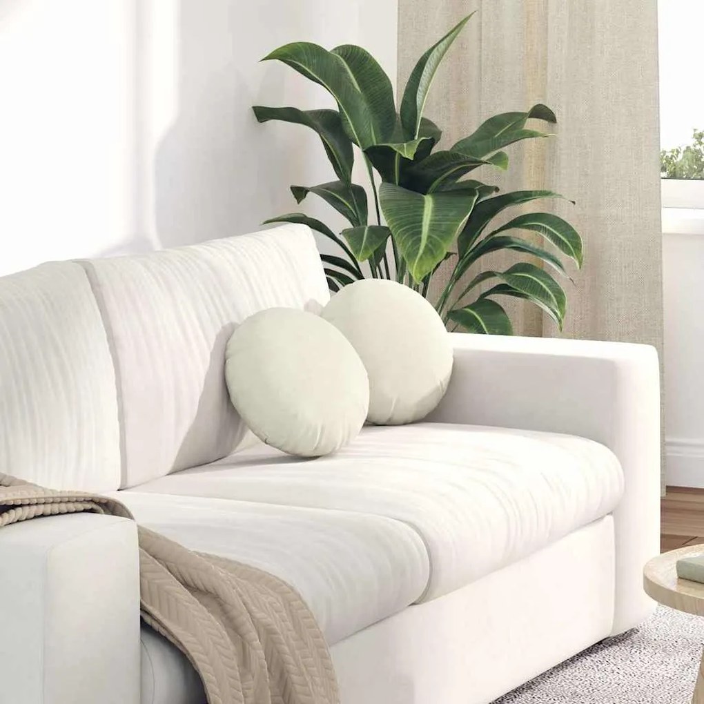 vidaXL Almofadas de Assento 2 pcs Creme Ø 40 x 13 cm Veludo