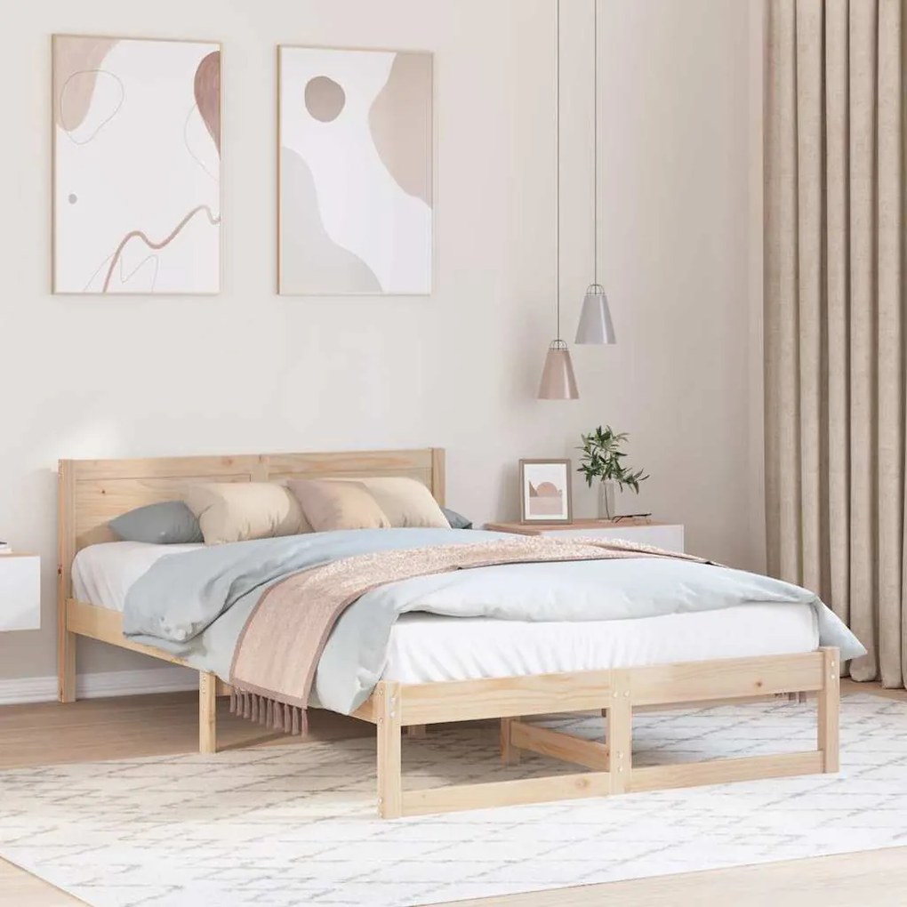 vidaXL Estrutura da Cama com cabeceira Natural 120 x 200 cm