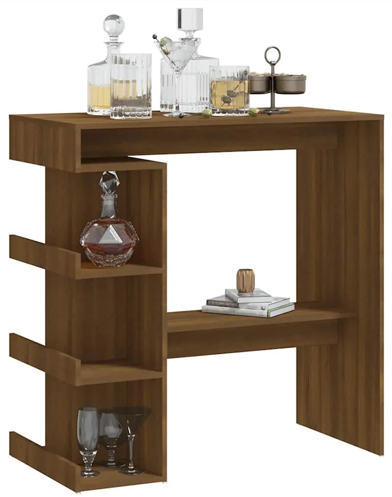 Mesa de bar c/ prateleiras derivados madeira carvalho castanho