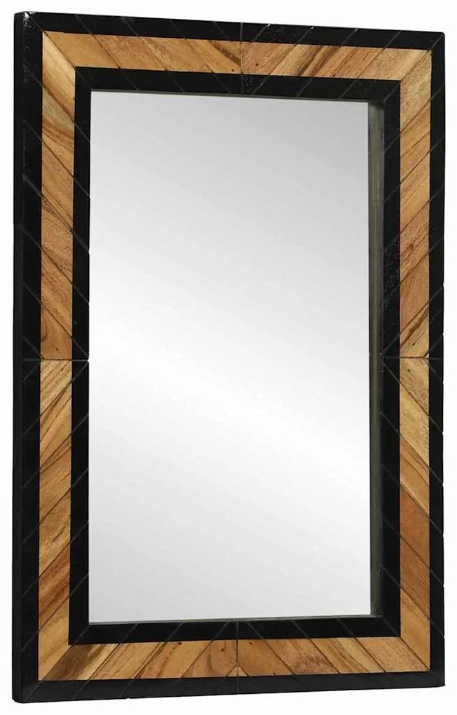 vidaXL Espelho Preto e Marrom 70 x 2 x 70 cm Madeira Sólida de Acácia