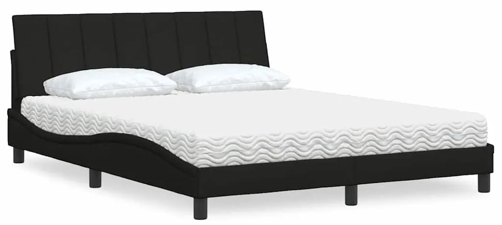 vidaXL Cama com colchão 160x200 cm tecido preto