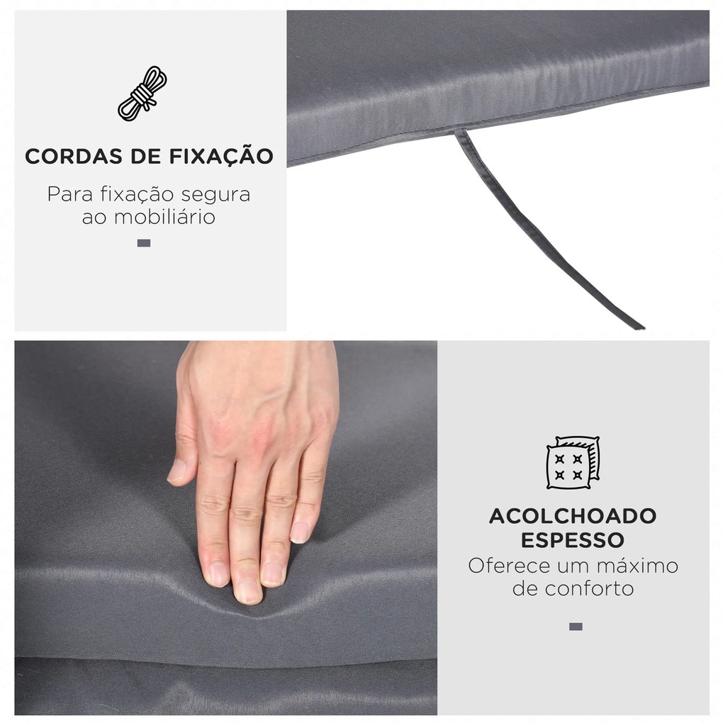 Conjunto de 2 Almofadas para Baloiço Almofada de Assento e Encosto de 3 Lugares 162x47x7 cm  Cinza