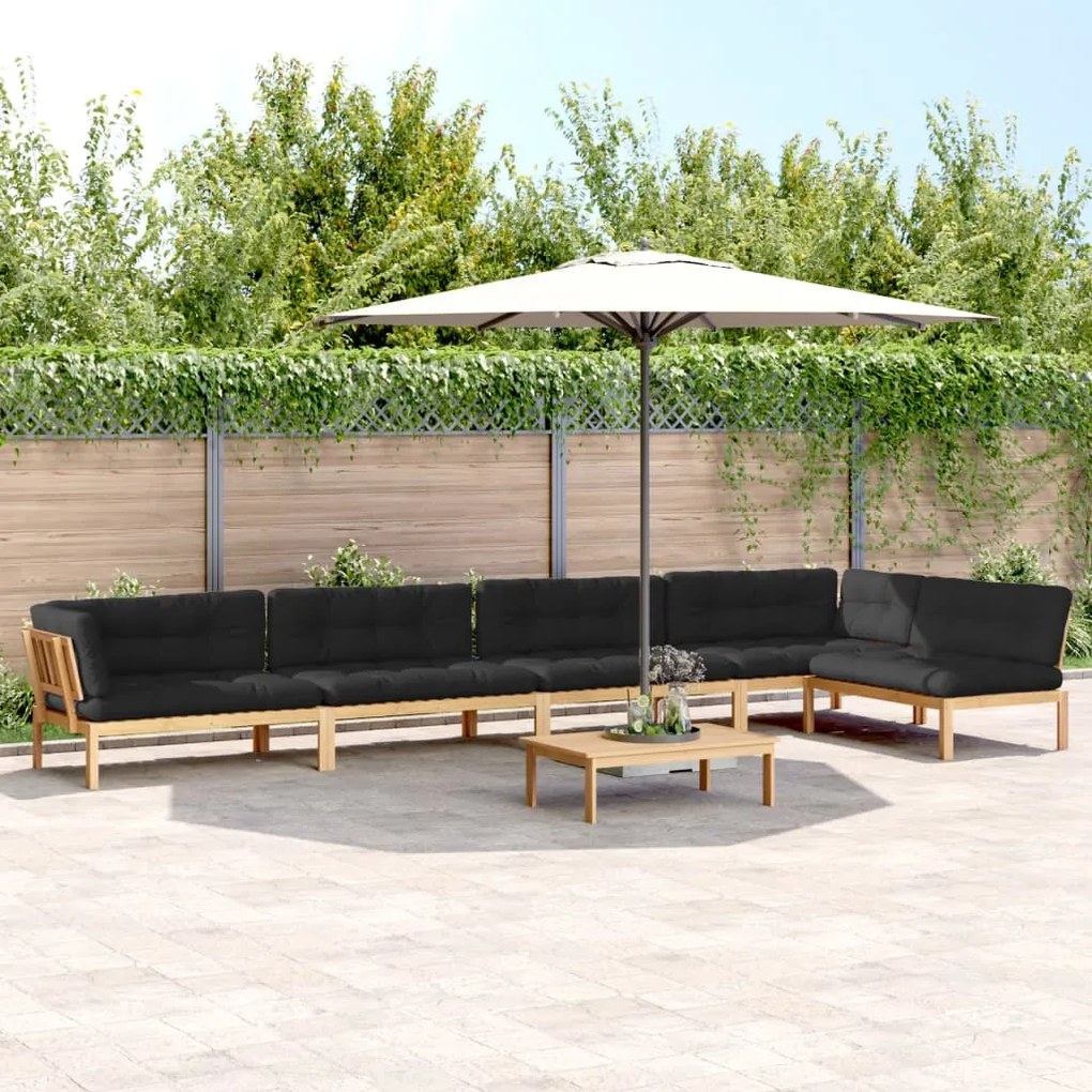 vidaXL 6 pcs conj. sofás paletes p/ jardim c/ almofadões acácia maciça
