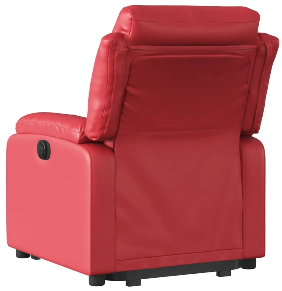 Poltrona reclinável elevatória elétrica couro artif. vermelho