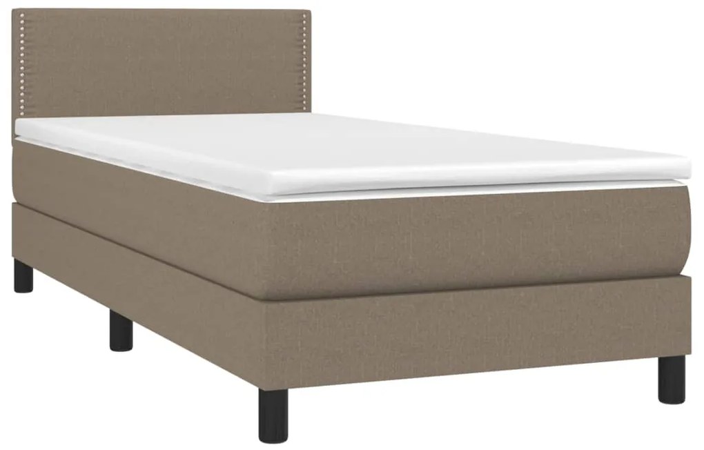 Cama box spring + colchão/LED 80x200cm tecido cinza-acastanhado