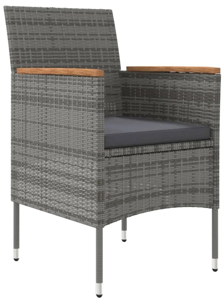 5 pcs conjunto de jantar jardim com almofadões cinzento/preto