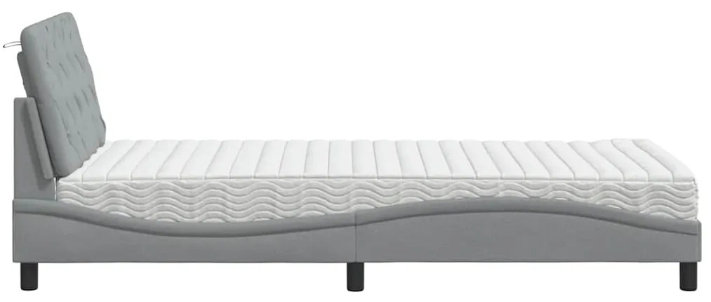 Cama com colchão 100x200 cm tecido cinzento-claro