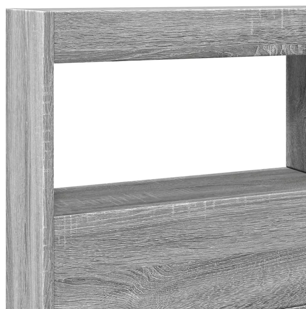 Armário de cabeceira c/ luzes LED 140x17x102 cm cinzento sonoma