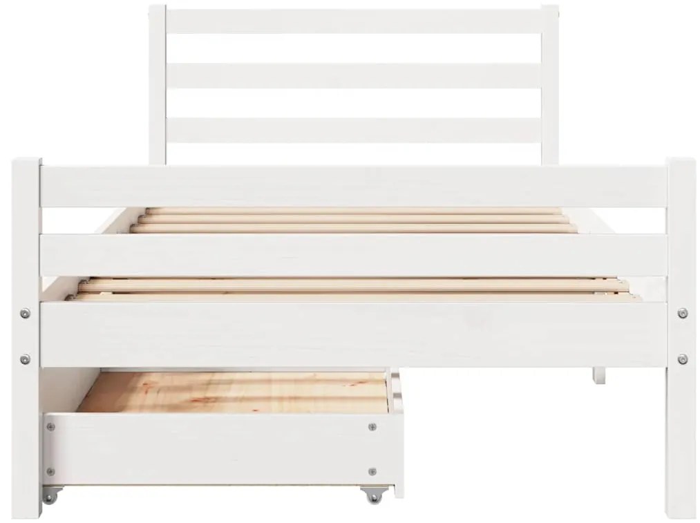 Cama sem colchão 100x200 cm madeira de pinho maciça branco