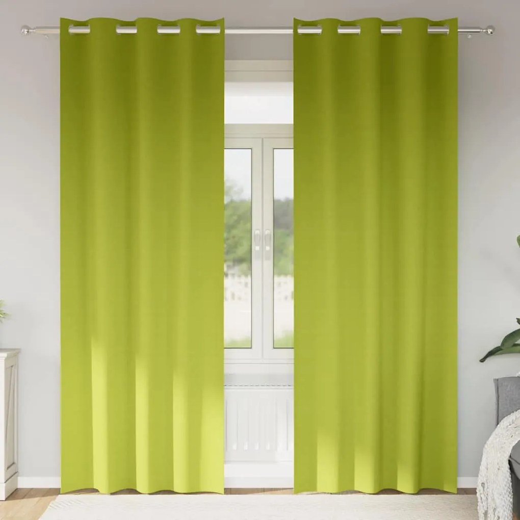 vidaXL Cortinas com cortinas 2 pcs Verde maçã 245 x 140 cm Poliéster