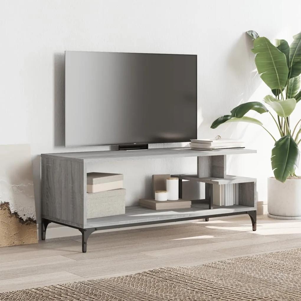 Móvel de TV derivados madeira/aço revestido pó cinzento sonoma