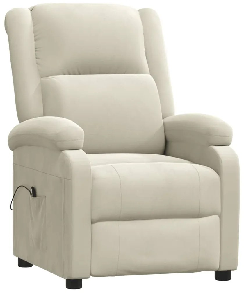 Poltrona de massagens reclinável veludo cor creme