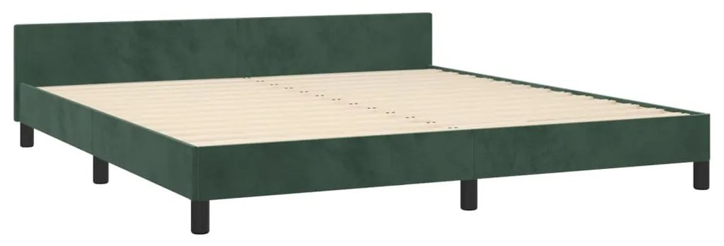 Estrutura de cama sem colchão 160x200 cm veludo verde-escuro