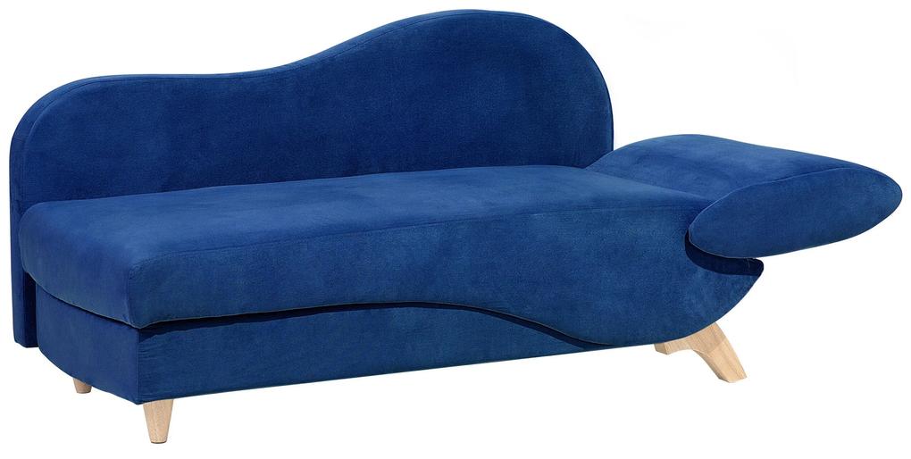 Chaise-longue à direita de 2 lugares com arrumação em veludo azul escuro MERI Beliani