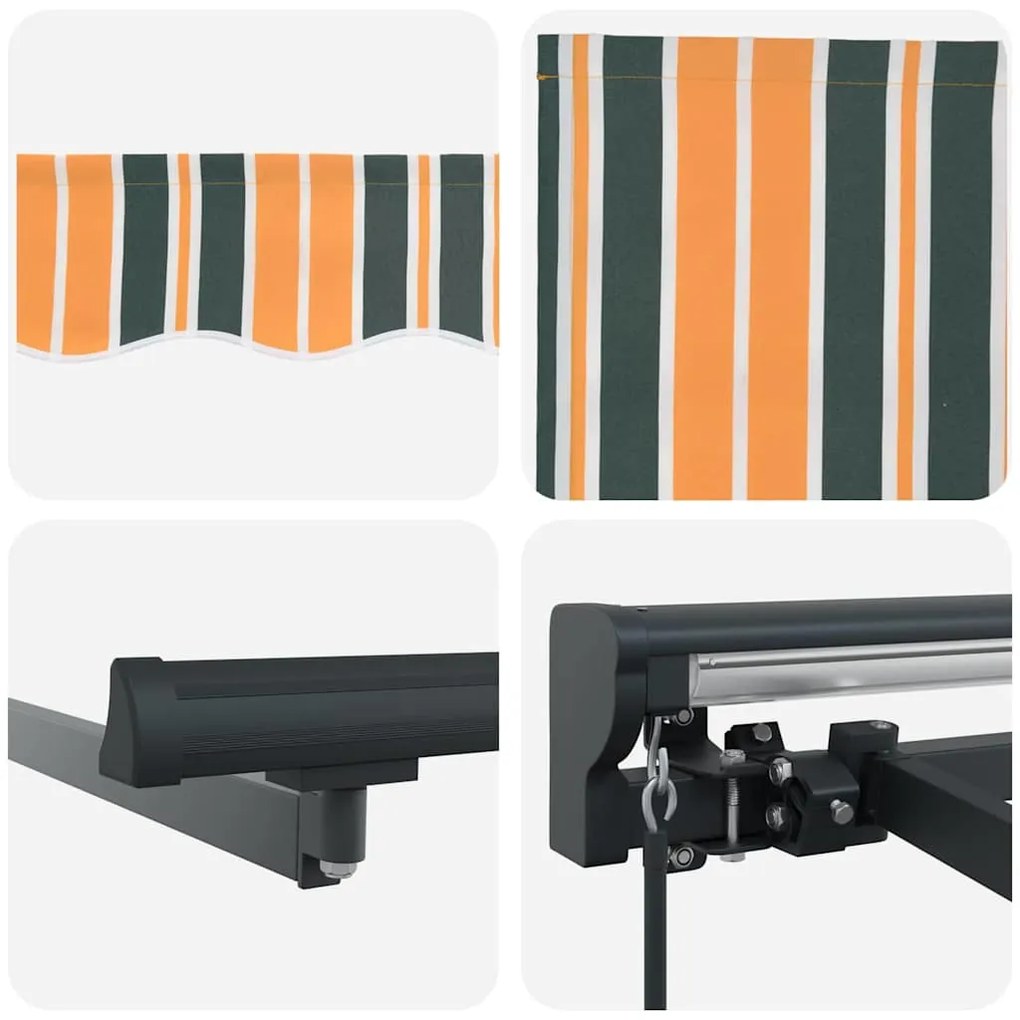 Toldo Retrátil Manual Verde e Amarelo 400x300 cm
