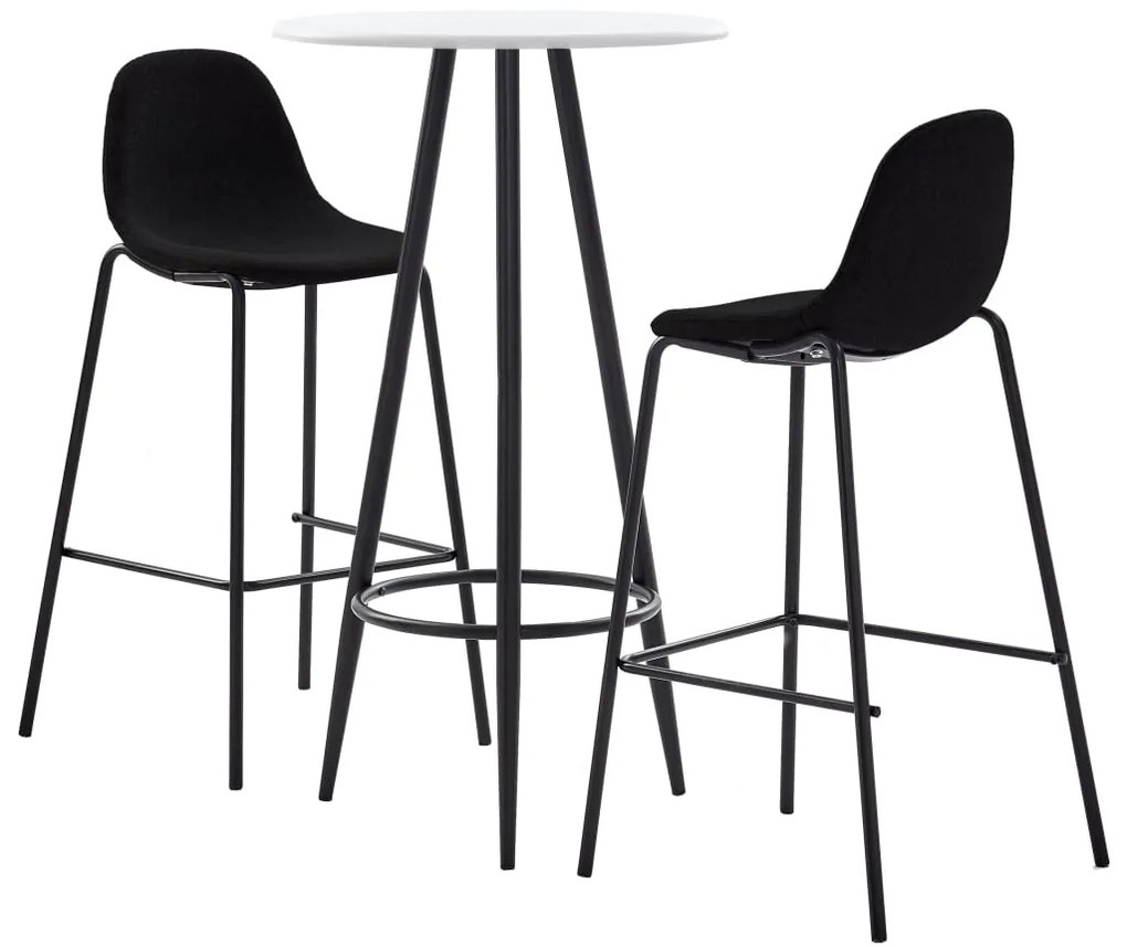 3051137 vidaXL 3 pcs conjunto de bar tecido preto