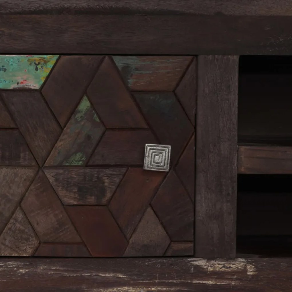 Móvel de TV madeira recuperada maciça 140x30x45 cm