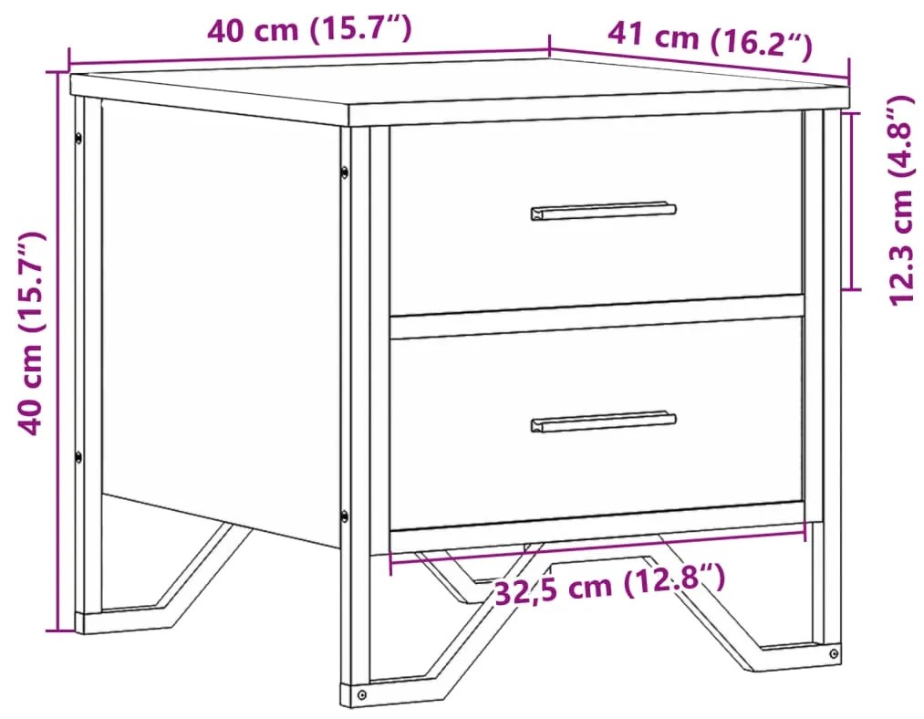 Mesa de cabeceira 2 pcs derivados de madeira carvalho castanho