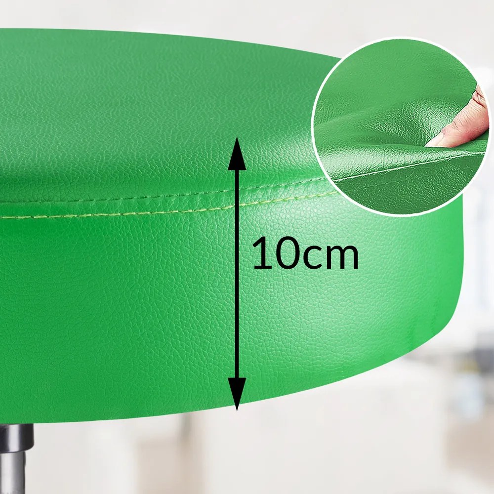 Banco giratória em 360° com rodas em couro sintético Ø35 x 48 x 46-60 cm Verde