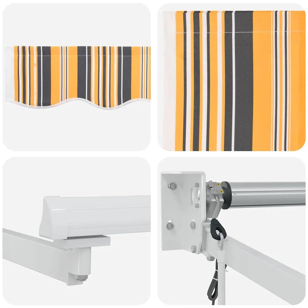 Toldo Retrátil Automático Listrado Multicolorido 450x300 cm
