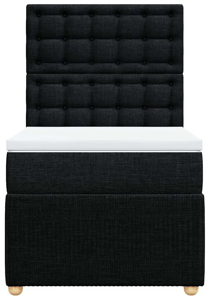 Cama com molas/colchão 90x190 cm tecido preto
