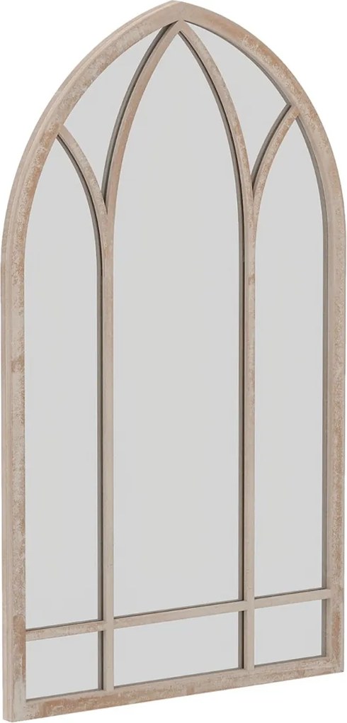 Espelho Painel 83x48cm Janela Estilo Fazenda Arqueado Parede Moldura Metálica Anti-explosão Cinza rústico