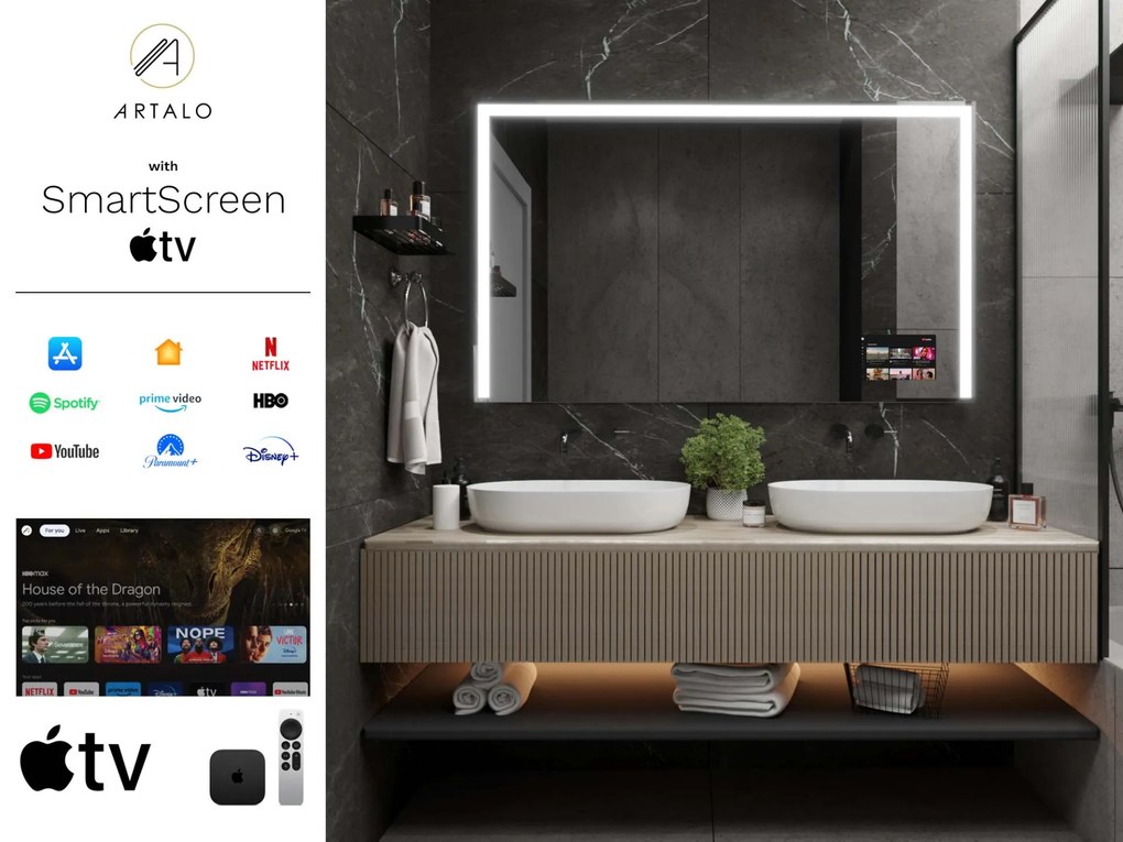 Espelho LED com moldura para casa de banho M2
