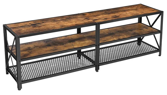 Móvel de apoio para TV com design industrial e prateleiras | VASAGLE | 140 x 39 x 52 cm | castanho rústico e preto | LTV094B01.