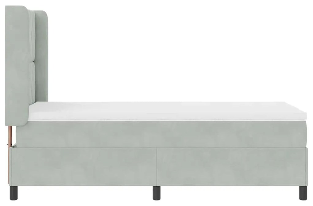 Cama Box Spring com Colchão vidaXL Cinza Claro 90x190 cm Veludo