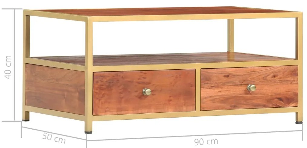 Mesa de centro 90x50x40 cm madeira de acácia maciça
