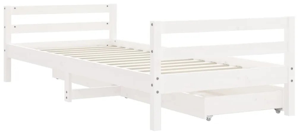Estrutura cama infantil c/ gavetas 80x200cm pinho maciço branco
