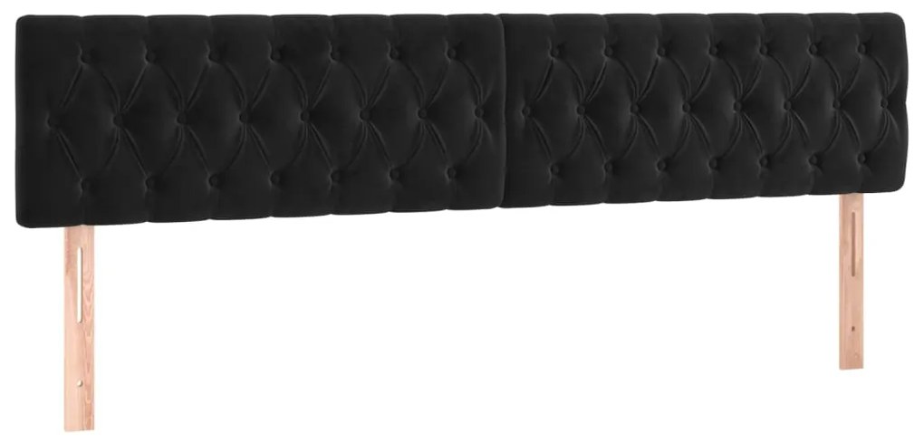 Cabeceira de cama c/ luzes LED veludo 200x7x78/88 cm preto