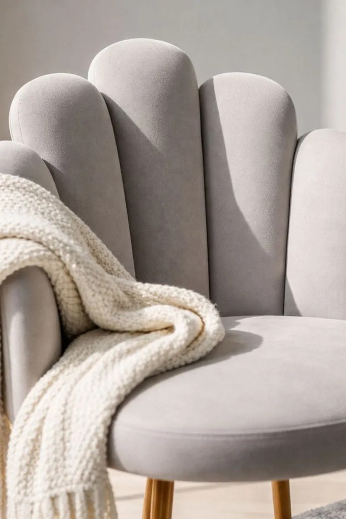 Cadeira Hand Gold Veludo - Cinza claro