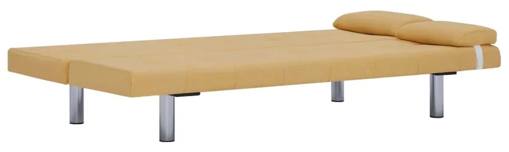 Sofá Cama Vivian - Cor Amarelo - Em Tecido, Estrutura em Madeira, Pern