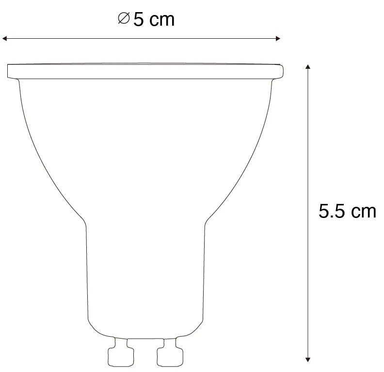Conjunto de 5 Lâmpadas LED GU10 Reguláveis em 3 Níveis Preto 6W 4300 lm 2000 - 6000K