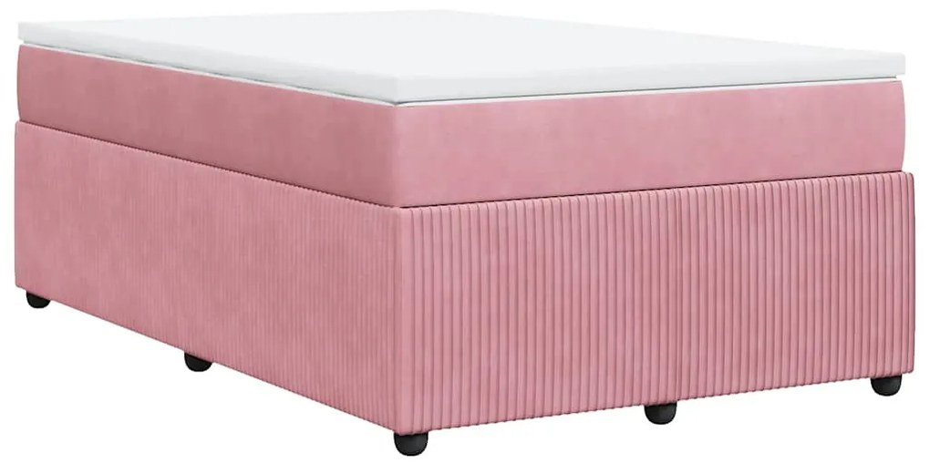 Cama boxspring com colchão 120x190 cm veludo rosa