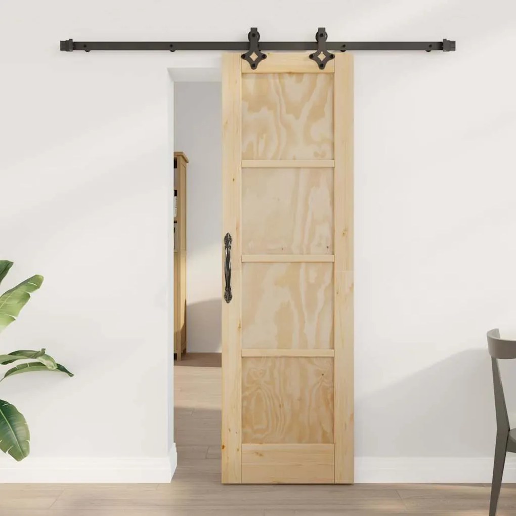vidaXL Porta Deslizante Natural e Preto 61 x 198,5 cm