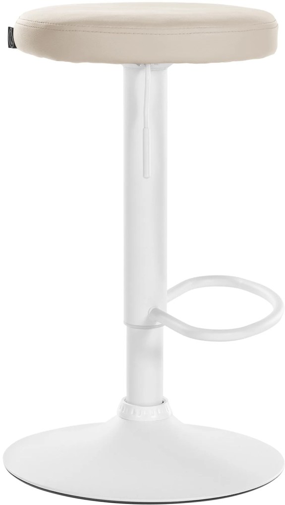Banco de bar Ponte em couro sintético e com estrutura branca 38,5 x 60-81 x 38,5 cm Creme